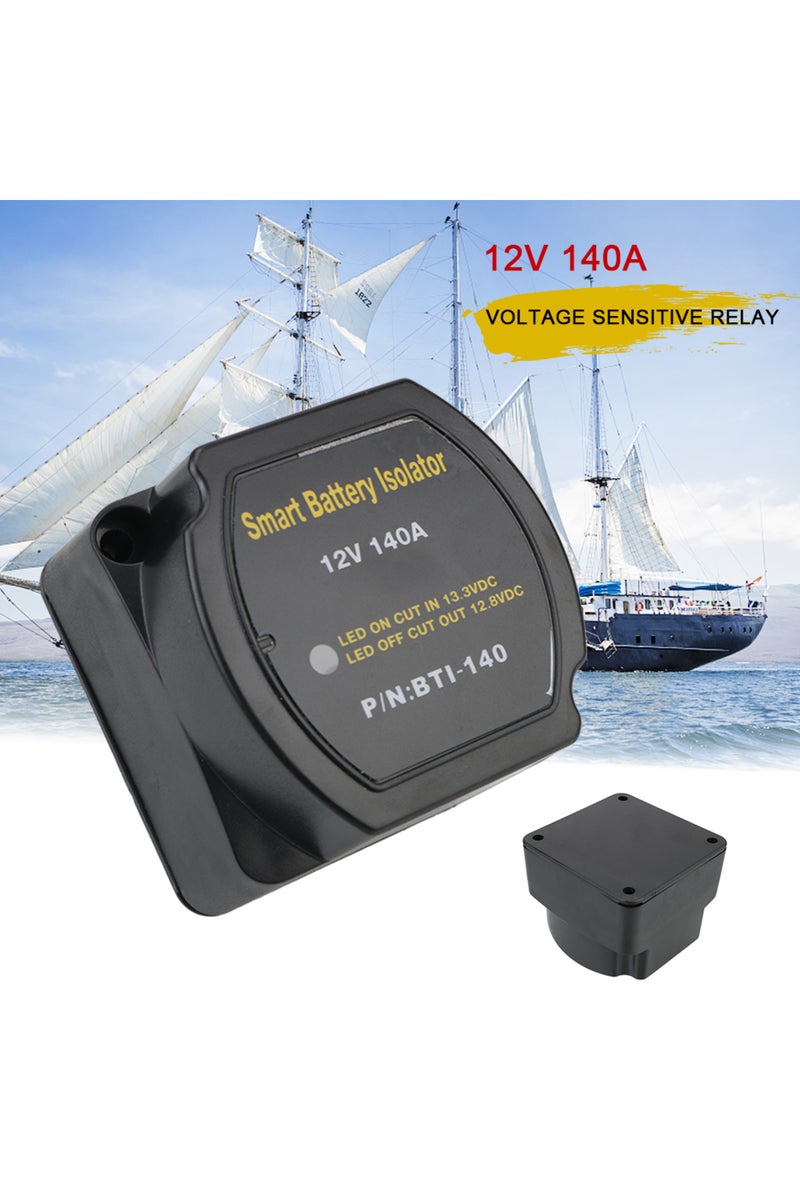 إيروريكس مرحل VSR أسود اللون لعزل بطارية السيارة التخييمية الذكية، 12 فولت، 140 أمبير، شحن منفصل حساس للجهد - Image 1