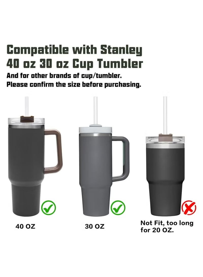 6 Pack Replacement Straws for Stanley Cup - Compatible with 30 oz u0026 40 oz Tumblers, Plastic with Cleaning Brush (Clear) - Image 3
