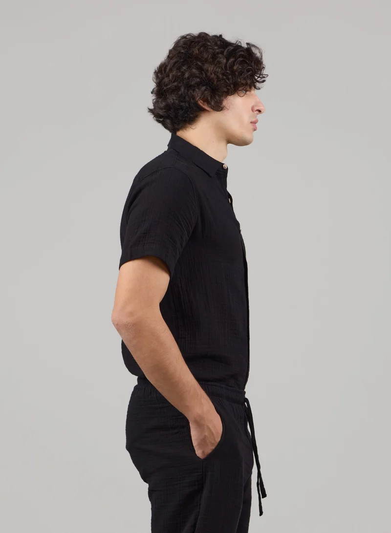 Just Nature Black Short Sleeve Resort Shirt for Men | Best Price UAE