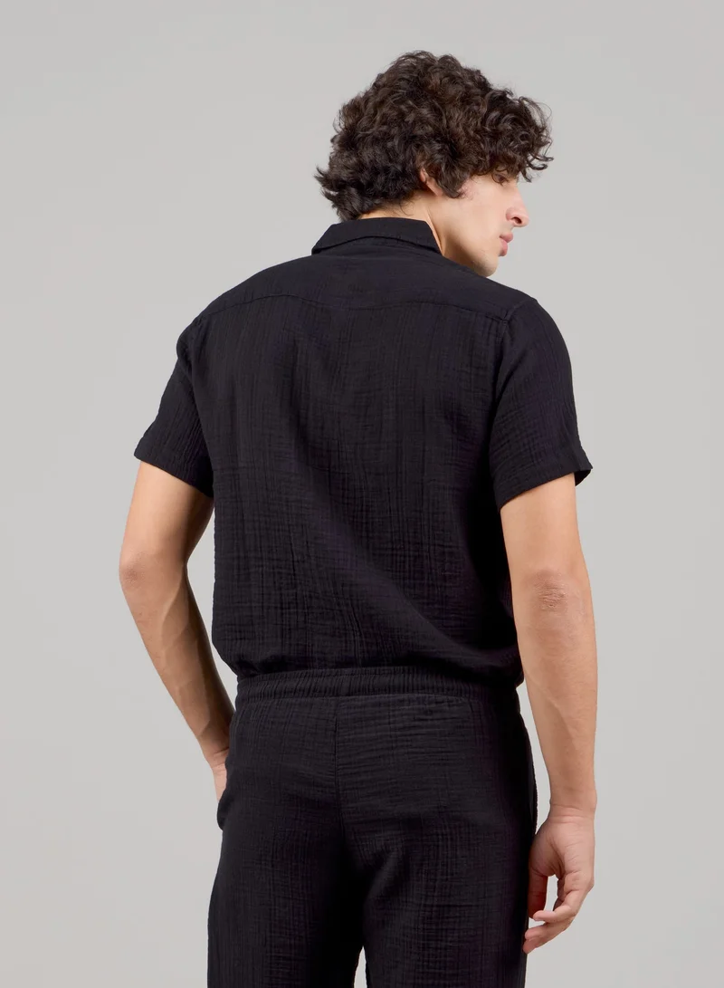 Just Nature Black Short Sleeve Resort Shirt for Men | Best Price UAE