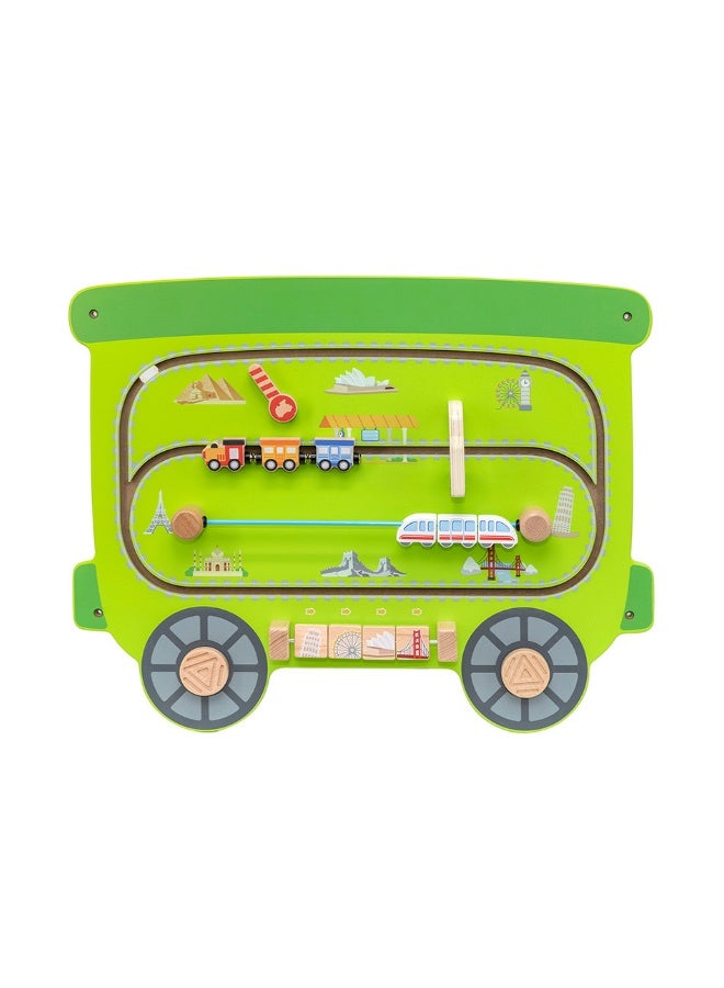 Viga Wall Activity Panel – Train Wooden Sensory Busy Board, Montessori Educational Toy with 10+ Interactive Activities, Develops Motor Skills & Logic, Eco-Friendly & Non-Toxic for Toddlers 18M+ - Image 4