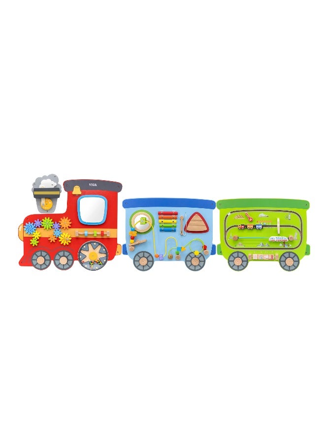 Viga Wall Activity Panel – Train Wooden Sensory Busy Board, Montessori Educational Toy with 10+ Interactive Activities, Develops Motor Skills & Logic, Eco-Friendly & Non-Toxic for Toddlers 18M+ - Image 1