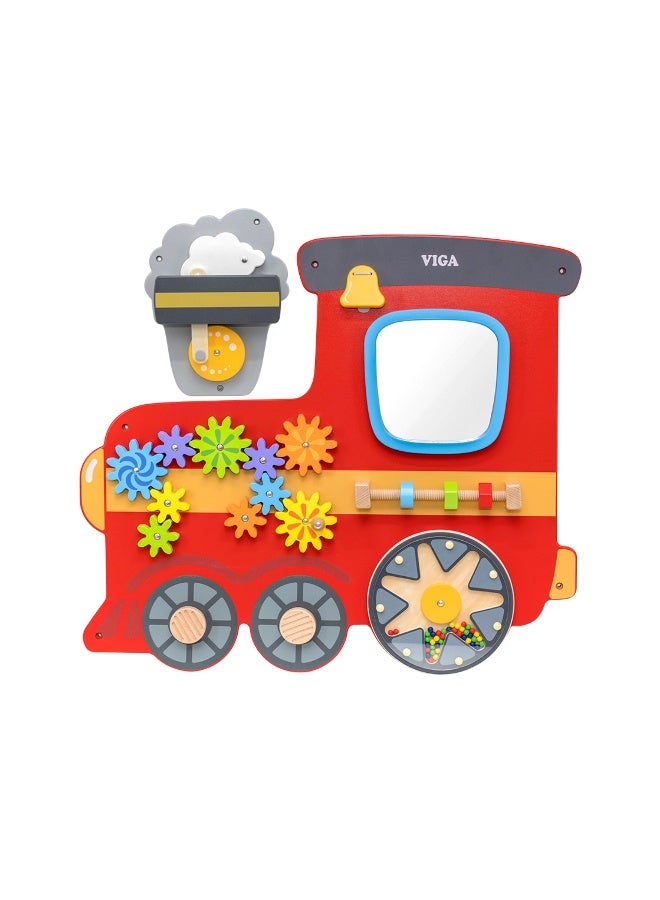 Viga Wall Activity Panel – Train Wooden Sensory Busy Board, Montessori Educational Toy with 10+ Interactive Activities, Develops Motor Skills & Logic, Eco-Friendly & Non-Toxic for Toddlers 18M+ - Image 2