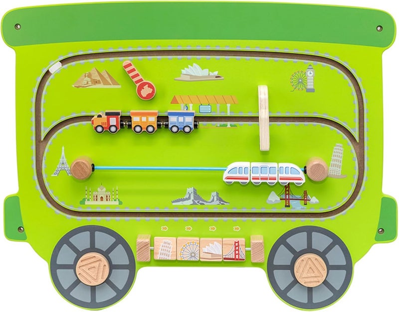 VIGA Wall Activity Panel - Train Wooden Sensory Busy Board for Toddlers - Image 4