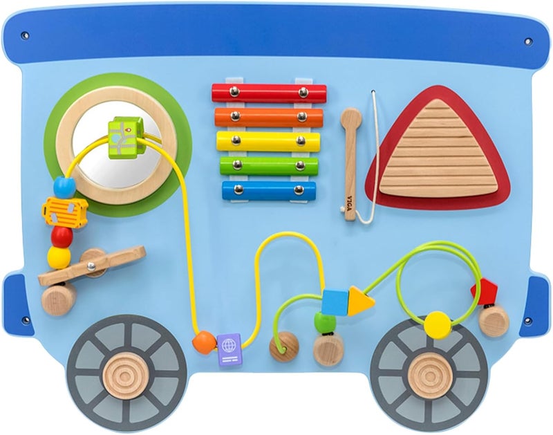 VIGA Wall Activity Panel - Train Wooden Sensory Busy Board for Toddlers - Image 3