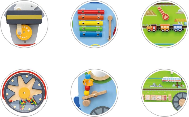 VIGA Wall Activity Panel - Train Wooden Sensory Busy Board for Toddlers - Image 5