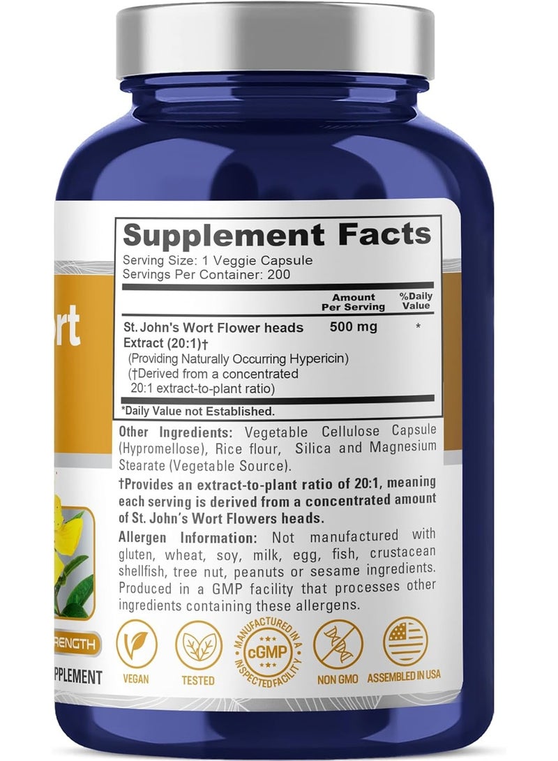NusaPure St. John's Wort 500mg per Serving. 240 Veggie Capsules (Vegetarian, Non-GMO & Gluten-Free) with BioPerine - Image 2