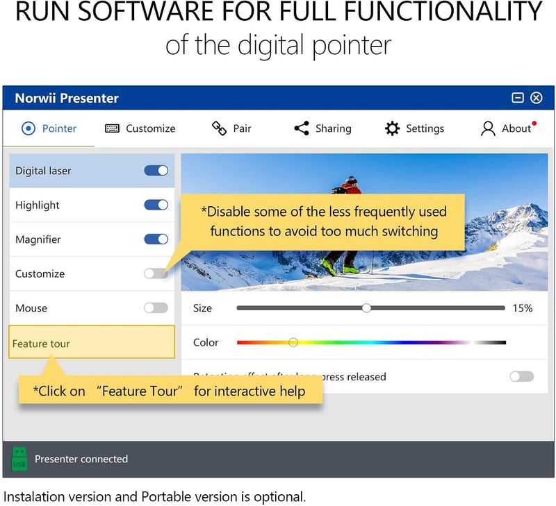 نوروي جهاز N97 للعرض على شاشة التلفزيون، نقرة عرض تقديمي لـ PowerPoint، نقرة PowerPoint، جهاز تحكم عن بعد للعرض، مقدم عرض لاسلكي بلوتوث، مؤشر رقمي لشاشة التلفزيون - Image 3