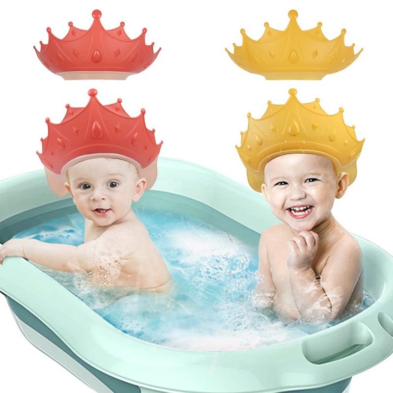 EWINEVER 2PCS Baby Shower Cap for Kids, Adjustable Baby Hair Washing Shield Toddler Visor Hat for Eyes and Ears Protection Shampoo Cap for 0-9 Years Old Children - Image 1