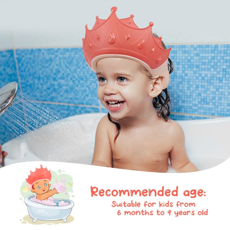 EWINEVER 2PCS Baby Shower Cap for Kids, Adjustable Baby Hair Washing Shield Toddler Visor Hat for Eyes and Ears Protection Shampoo Cap for 0-9 Years Old Children - Image 2