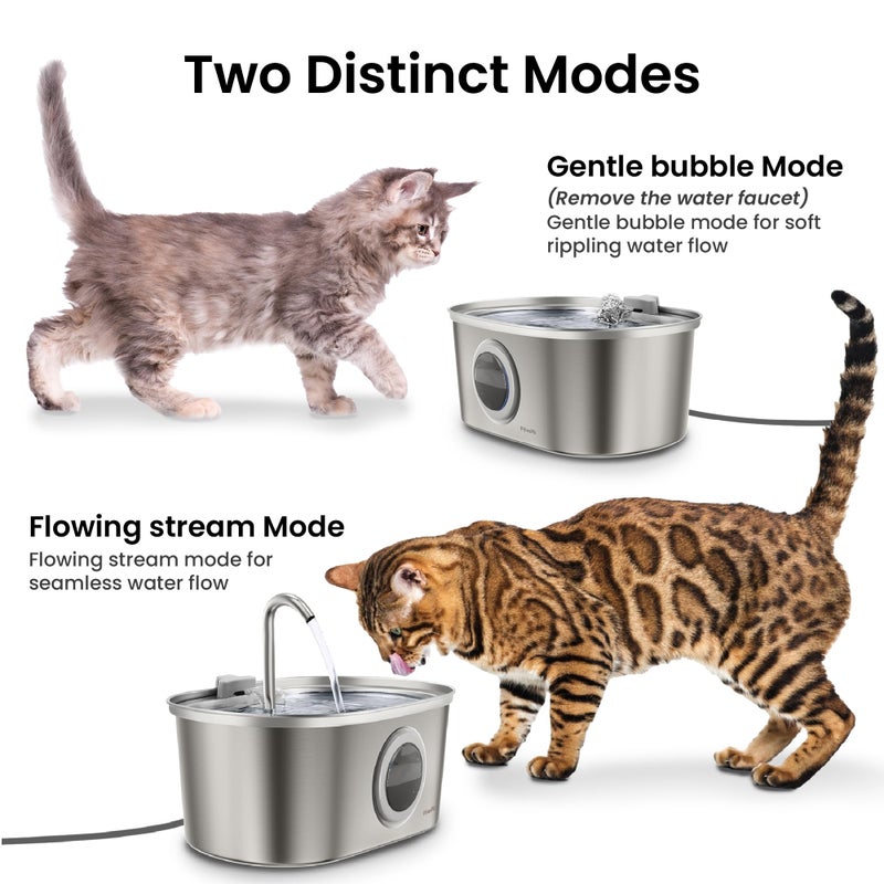 PawsPik SS-01 Stainless Steel Faucet-Design Cat Fountain 108.2 oz. - Image 5