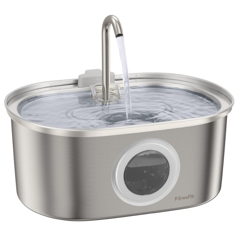PawsPik SS-01 Stainless Steel Faucet-Design Cat Fountain 108.2 oz. - Image 1