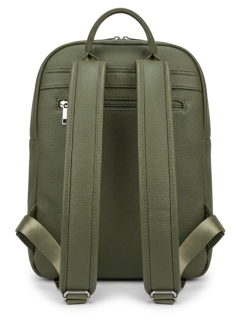 SUNSTAR Premium Olive Green Leather Backpack – Modern Fashion Mini Travel Bag - Image 3
