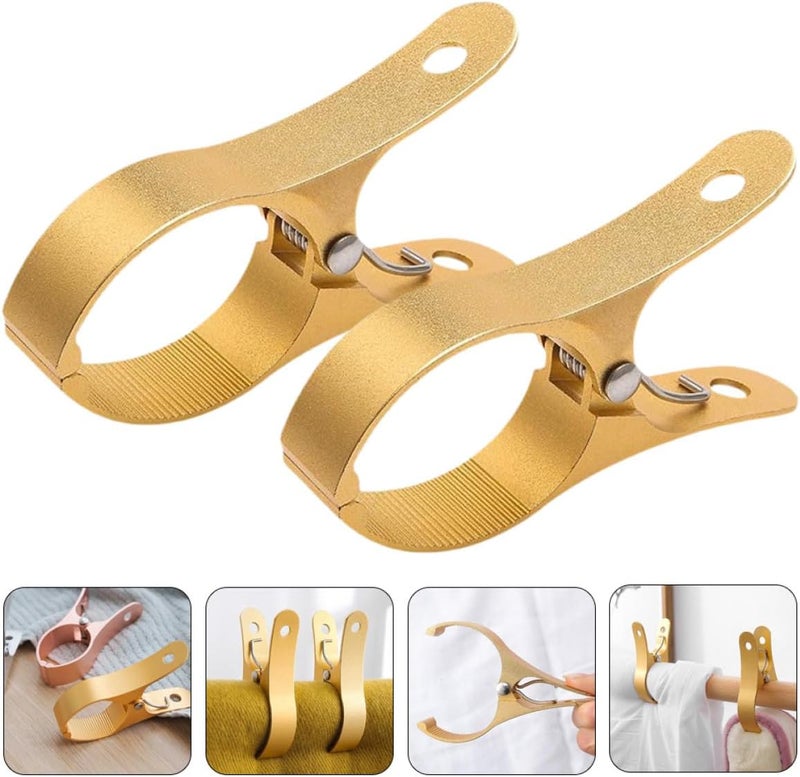 2pcs Large Aluminum Alloy Clothes Clamps Windproof Quilt Clips Metal Clothespins for Home Laundry and Outdoor Drying - Image 5
