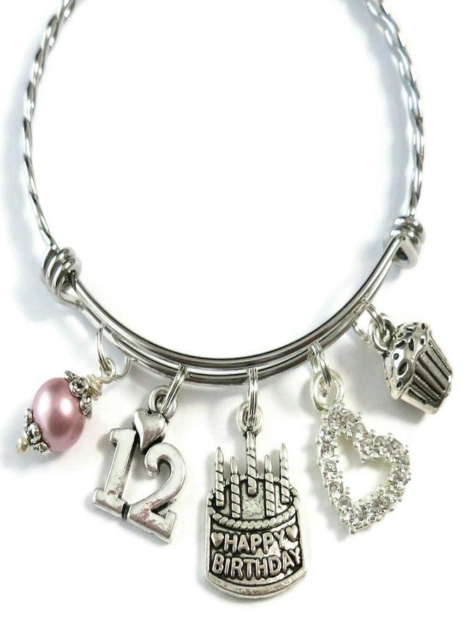 SCRAPHEART 12th BIRTHDAY Bracelet, 12th Birthday Charm Bracelet, Granddaughter Daughter Gift Idea, Twelfth Birthday Gift, 12 Year Old Birthday Bangle - Image 1