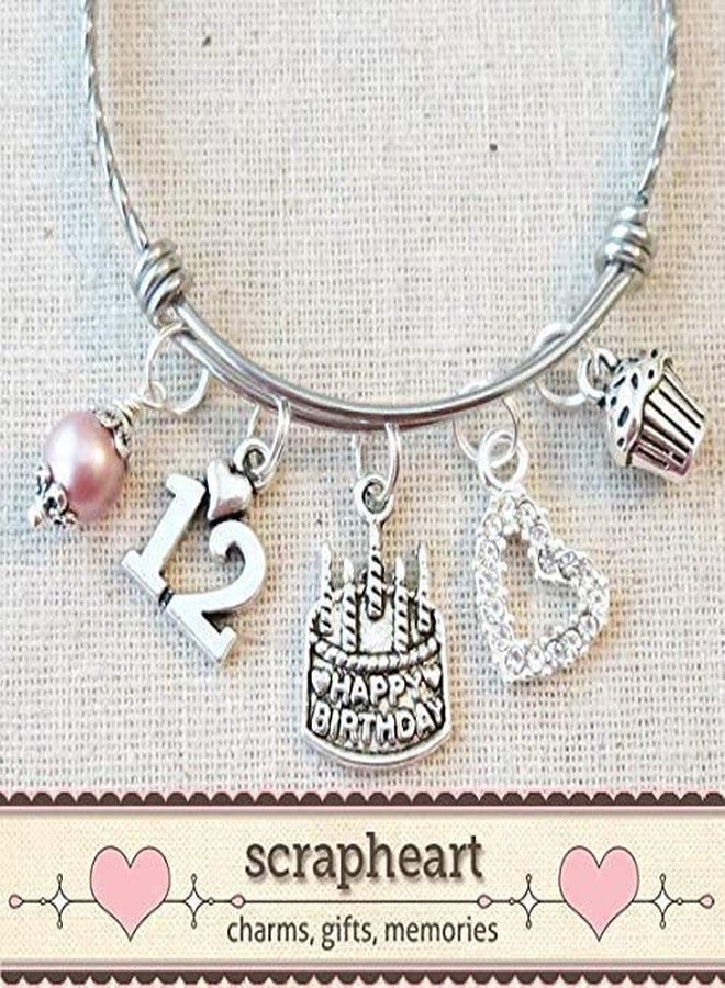 SCRAPHEART 12th BIRTHDAY Bracelet, 12th Birthday Charm Bracelet, Granddaughter Daughter Gift Idea, Twelfth Birthday Gift, 12 Year Old Birthday Bangle - Image 5