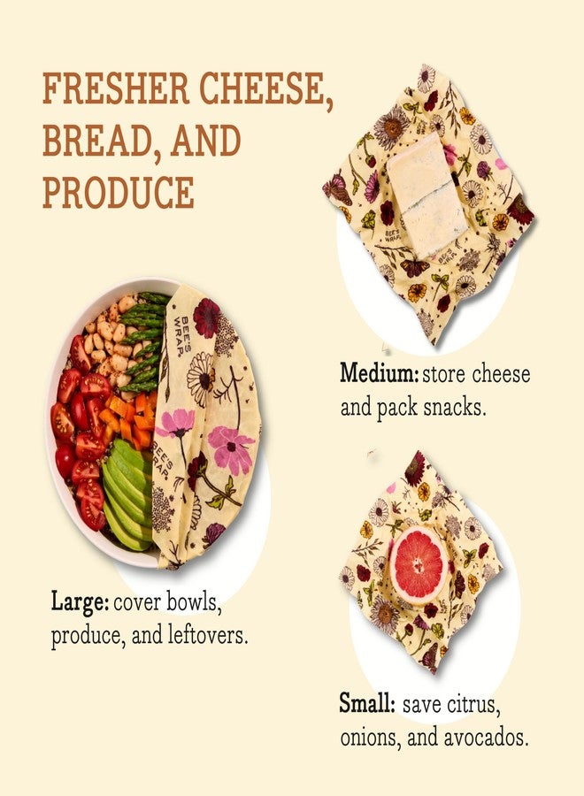 Bee's Wrap Vegan Beeswax Wraps for Food - Vegan Meadow Magic 3 Pack (S, M, L) Made in USA Reusable & Organic Food Wraps, Sandwich Wrap & Bowl Covers - Eco Alternative to Aluminum Foil & Plastic Wrap - Image 5