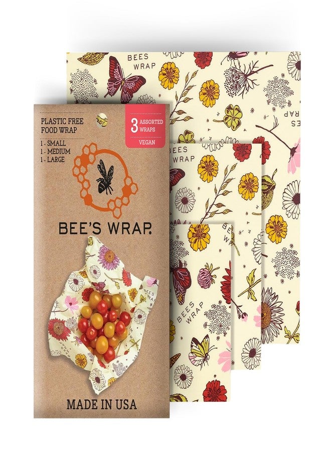 Bee's Wrap Vegan Beeswax Wraps for Food - Vegan Meadow Magic 3 Pack (S, M, L) Made in USA Reusable & Organic Food Wraps, Sandwich Wrap & Bowl Covers - Eco Alternative to Aluminum Foil & Plastic Wrap - Image 1