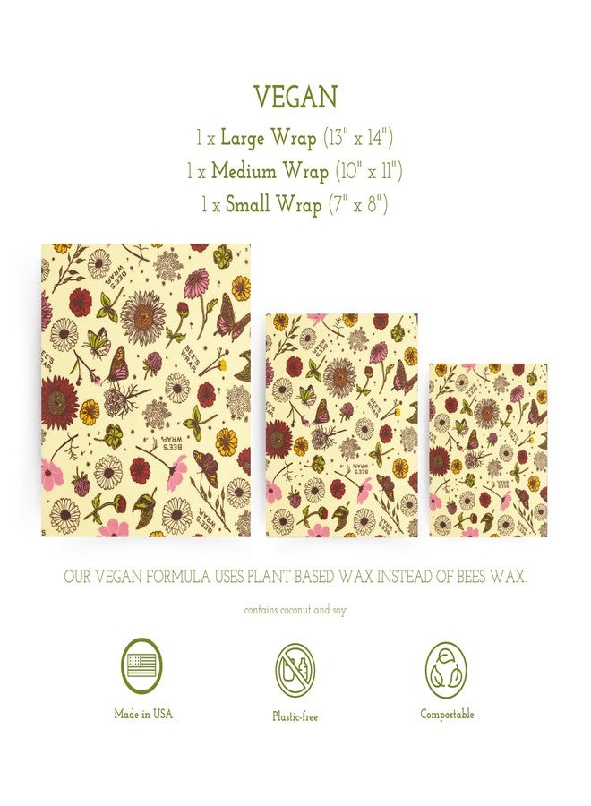 Bee's Wrap Vegan Beeswax Wraps for Food - Vegan Meadow Magic 3 Pack (S, M, L) Made in USA Reusable & Organic Food Wraps, Sandwich Wrap & Bowl Covers - Eco Alternative to Aluminum Foil & Plastic Wrap - Image 2