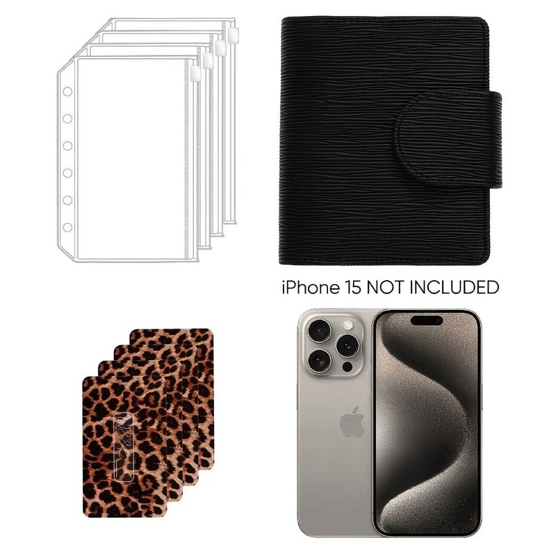 Taupe High V Refillable Journal Set With Transparent Inserts Leopard Print Dividers For On The Go Recording - Image 1