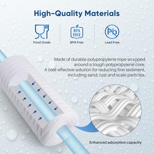 Pure Plus PUREPLUS 5 Micron 10 x 4.5 Whole House String Wound Sediment Filter for Well Water, Replacement Cartridge for 84637, WPX5BB97P, PC10, 355214-45, 355215-45, WP10BB97P, WP5BB97P, 2Pack - Image 4