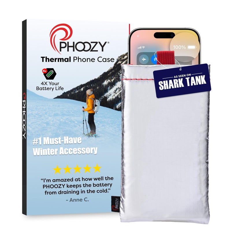 PHOOZY Apollo Thermal Phone Case | Insulated Phone Pouch Extends Battery Life 3X in Freezing Weather | Cold Resistant Drop Protection | Military Grade Water Resistant | Large | Silver - Image 1