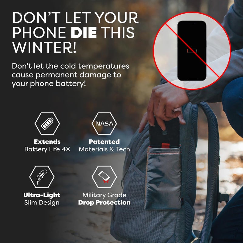 PHOOZY Apollo Thermal Phone Case | Insulated Phone Pouch Extends Battery Life 3X in Freezing Weather | Cold Resistant Drop Protection | Military Grade Water Resistant | Large | Silver - Image 2
