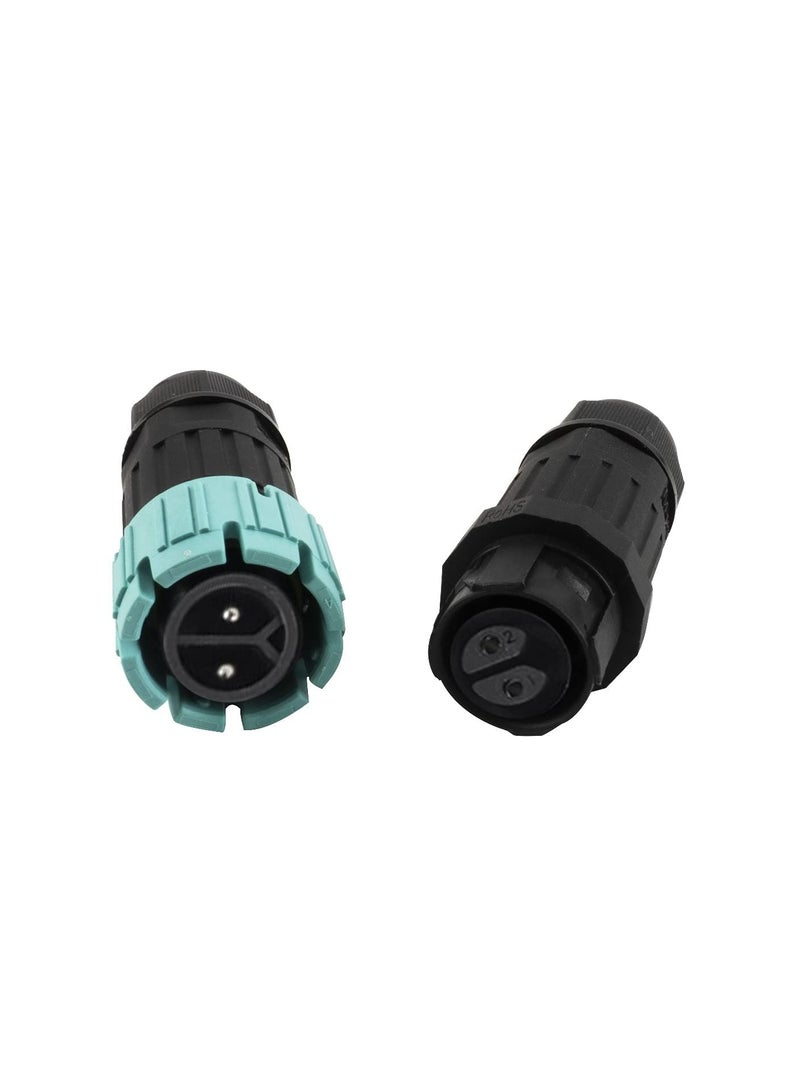 Y&D Outdoor Cable Connector, Waterproof Electrical Junction Box, 2Pcs 2Pin Screw Lock M19 Aviation Plug Socket Assembled 3.5-6.5mm for Tree Tunnel Led Light Strings  - Image 1