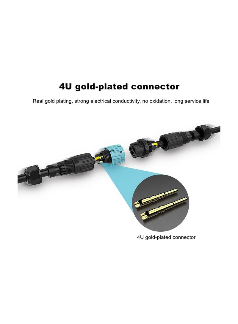 Y&D Outdoor Cable Connector, Waterproof Electrical Junction Box, 2Pcs 2Pin Screw Lock M19 Aviation Plug Socket Assembled 3.5-6.5mm for Tree Tunnel Led Light Strings  - Image 3