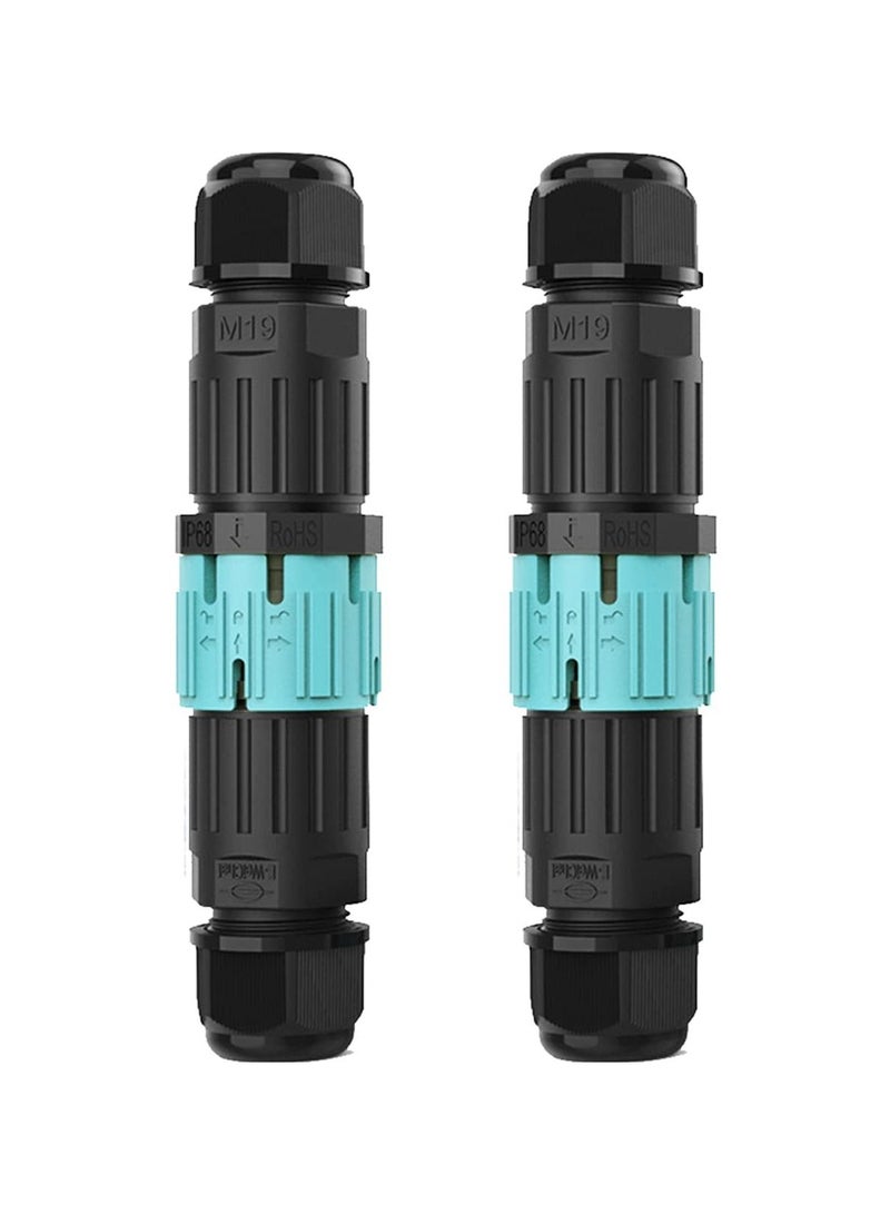 Y&D Outdoor Cable Connector, Waterproof Electrical Junction Box, 2Pcs 2Pin Screw Lock M19 Aviation Plug Socket Assembled 3.5-6.5mm for Tree Tunnel Led Light Strings  - Image 2