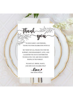 EKSPLODI EKSPLODI 50 Wedding Thank You Place Setting Cards, Wedding Reception Thank You Cards, Table Centerpieces and Wedding Decorations, Bridal, Engagement, Anniversary, 4x6  - Image 1