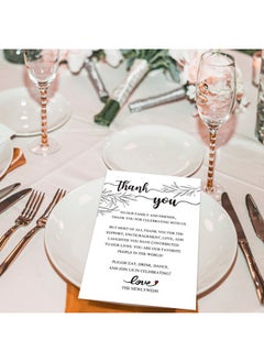 EKSPLODI EKSPLODI 50 Wedding Thank You Place Setting Cards, Wedding Reception Thank You Cards, Table Centerpieces and Wedding Decorations, Bridal, Engagement, Anniversary, 4x6  - Image 2