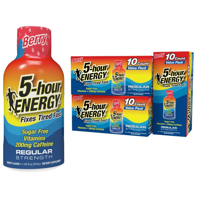 5-hour ENERGY 5hour ENERGY Shots Regular Strength Berry Flavor 30 Count 193 Fl Oz Sugar Free Zero Calories Amino Acids and Essential B Vitamins Dietary Supplement Feel Alert and Energized 200 mg Caffeine - Image 3