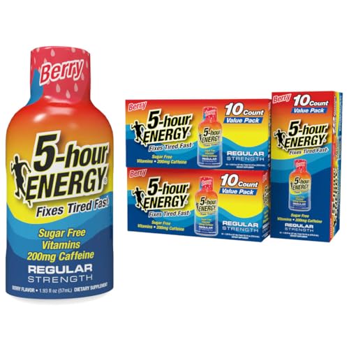 5-hour ENERGY 5hour ENERGY Shots Regular Strength Berry Flavor 30 Count 193 Fl Oz Sugar Free Zero Calories Amino Acids and Essential B Vitamins Dietary Supplement Feel Alert and Energized 200 mg Caffeine - Image 2