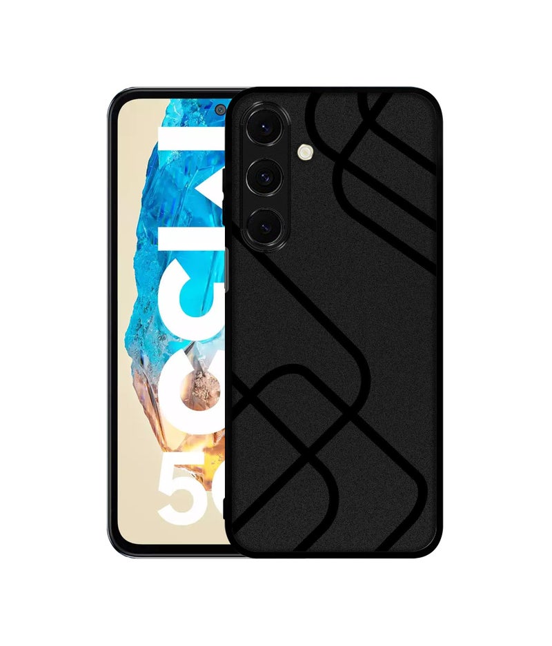 Casotec Zig-Zag Black Line Design Premium 2D Printed Metal Back Case Cover for Samsung Galaxy M35 5G - Image 1