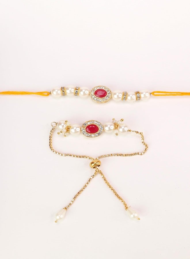 Toris Pack of 2 Bhaiya Bhabi Rakhi Comes with Tilak set, Greeting card in Elegant Pink Shade – Thoughtful Rakhi Gift with Traditional Charm and Style - Image 2
