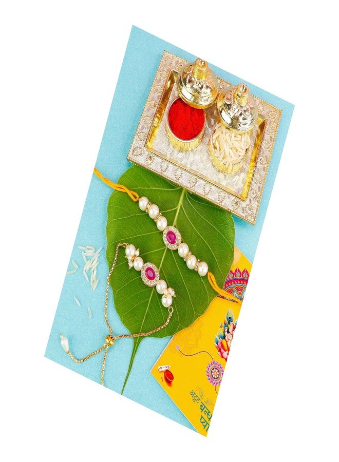Toris Pack of 2 Bhaiya Bhabi Rakhi Comes with Tilak set, Greeting card in Elegant Pink Shade – Thoughtful Rakhi Gift with Traditional Charm and Style - Image 1