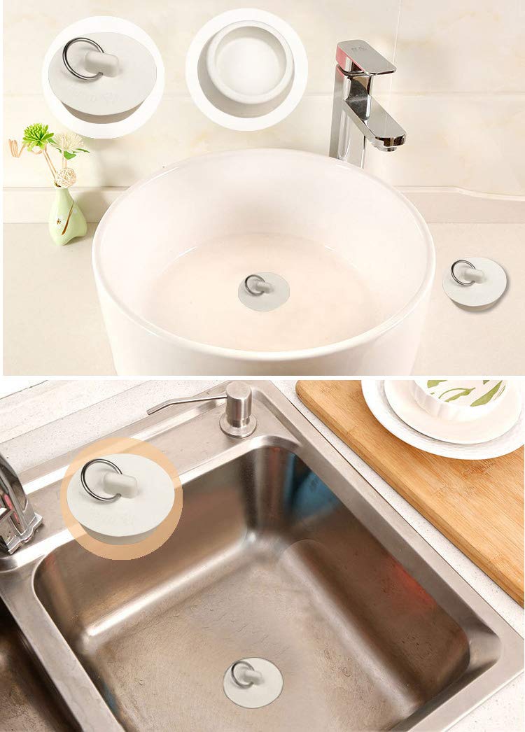 CICITOYWO Bath Tub Drain Stoppers, 4 Pieces Sink Bathtub Plug Rubber Kitchen Bathroom Laundry Bar Water Stopper Seal with Hanging Ring for Shower Faucet Cover Pool Plugs and Caps - Image 4
