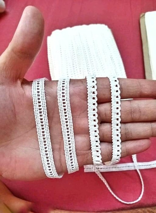Lacesnmore Cotton lace White Center Beading Cycle Loop Design, Used for Borders, Embroidered Laces, Applique, Fabric Trim, Sewing Supplies, dyeble Cotton Thread Reel (Combo 10+10meter Pack) - Image 4