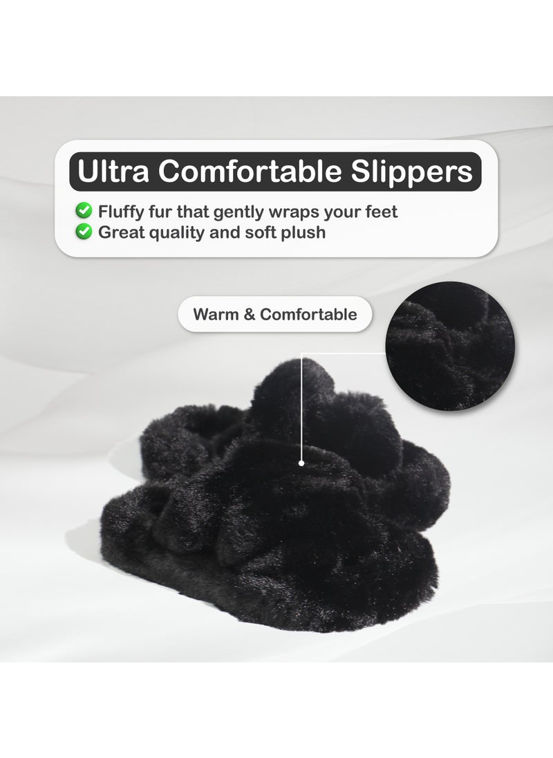 Monami Women's Home Slippers | Memory Foam, Fuzzy, Soft and Warm Cozy Open Toe Fluffy Home Shoes | Non Slip Slippers for Women and Girls  - Image 2