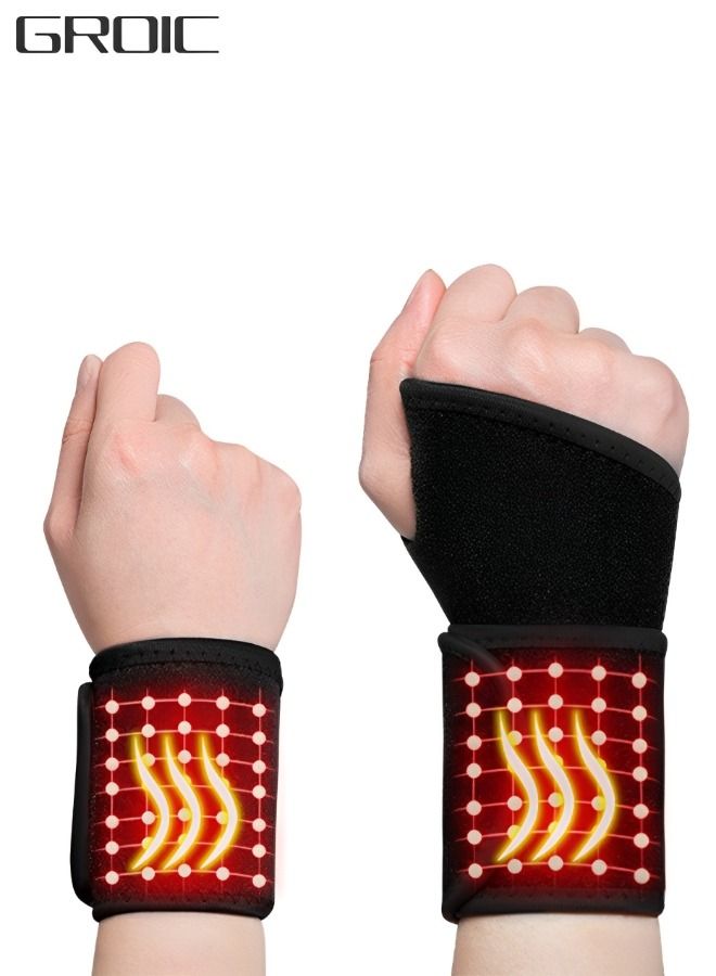 GROIC 2 Pack Magnetic Therapy Wrist Support Brace/Carpal Tunnel/Wrist Brace/Hand Support/Wrist Wrap/Wrist Guard, Adjustable Wrist Support for Sport, Joint Pain Relief (Black) - Image 1