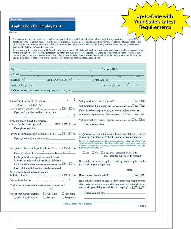 ComplyRight Alabama State-Compliant Employment Application|8 ½"x11 |50 Pack| - Image 5