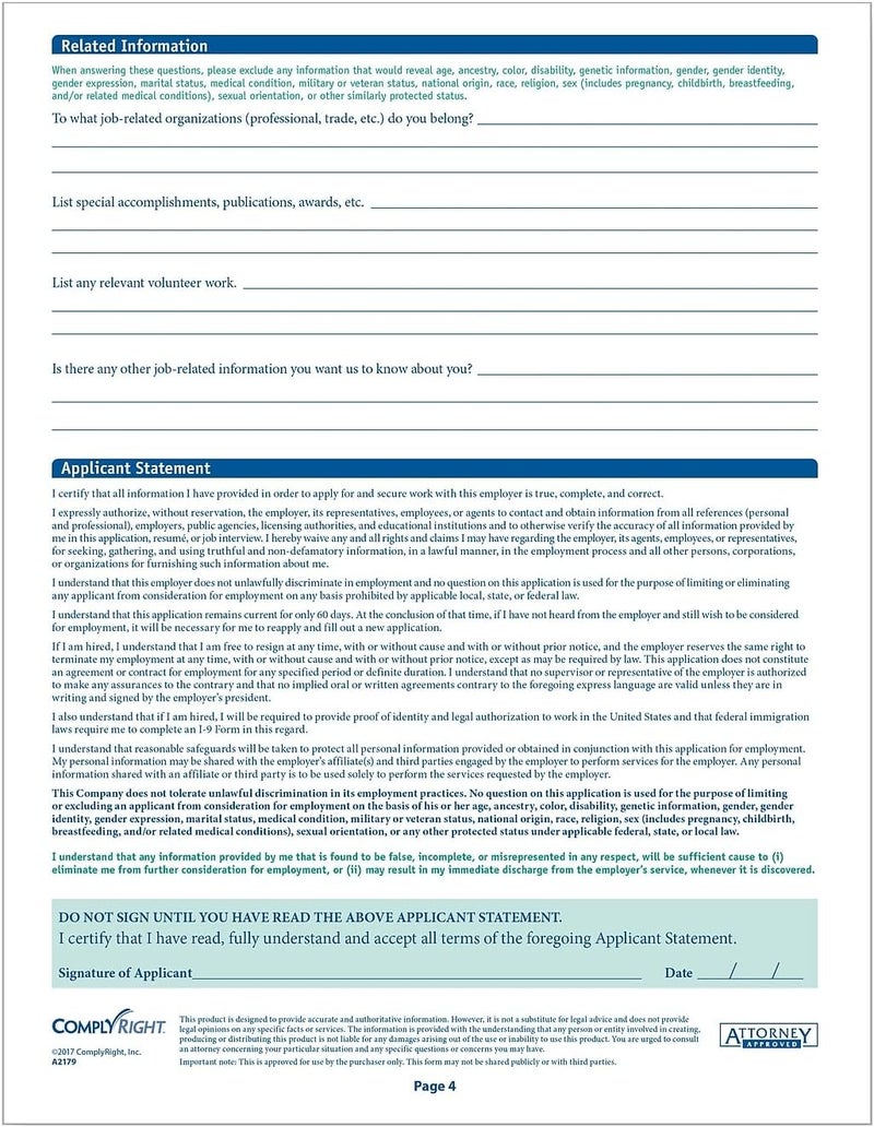 ComplyRight Alabama State-Compliant Employment Application|8 ½"x11 |50 Pack| - Image 2