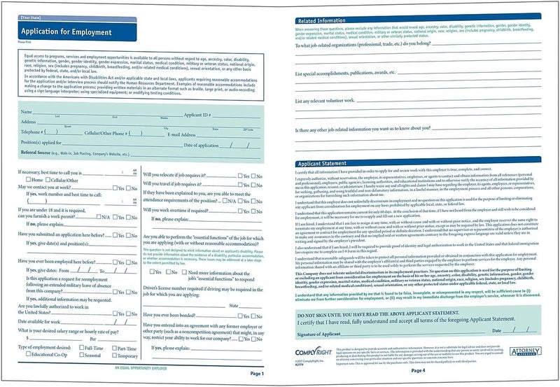 ComplyRight Alabama State-Compliant Employment Application|8 ½"x11 |50 Pack| - Image 3