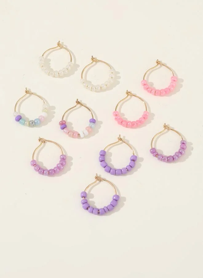 Take Two  Set of 5 - Beaded Hoop Earrings for Women | Best Price UAE