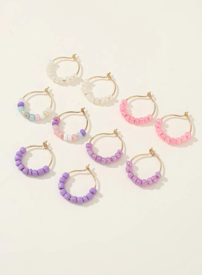 تايك تو Set of 5 - Beaded Hoop Earrings