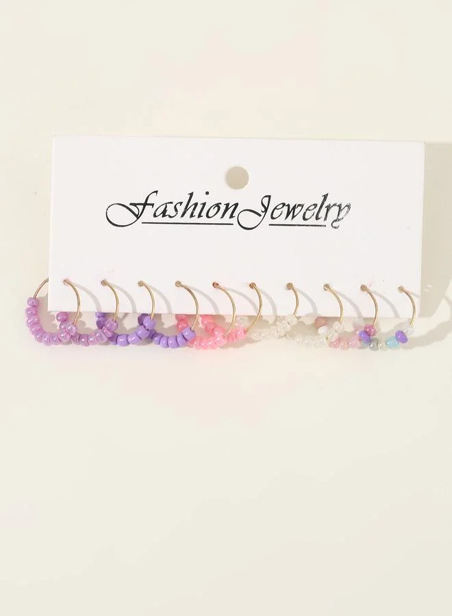 Take Two  Set of 5 - Beaded Hoop Earrings for Women | Best Price UAE