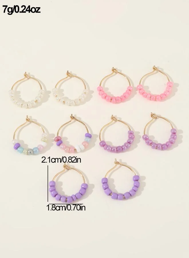 Take Two  Set of 5 - Beaded Hoop Earrings for Women | Best Price UAE