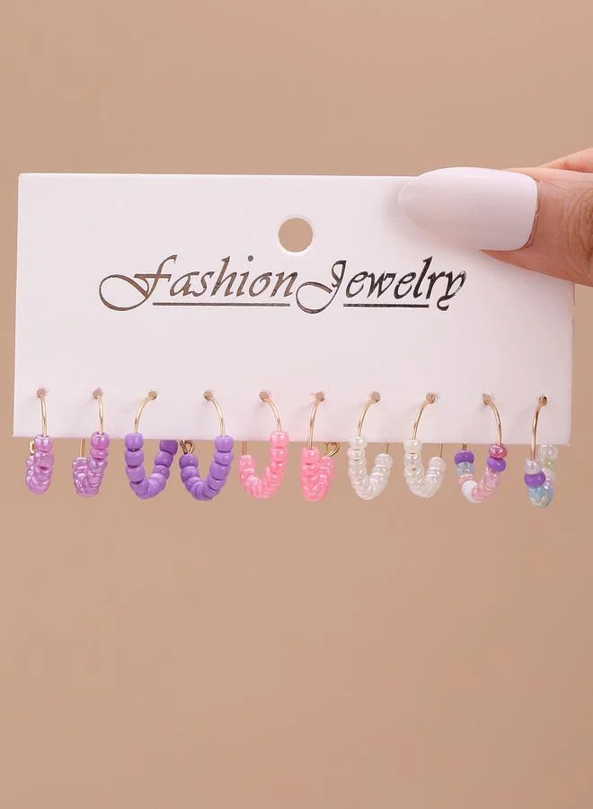 تايك تو Set of 5 - Beaded Hoop Earrings