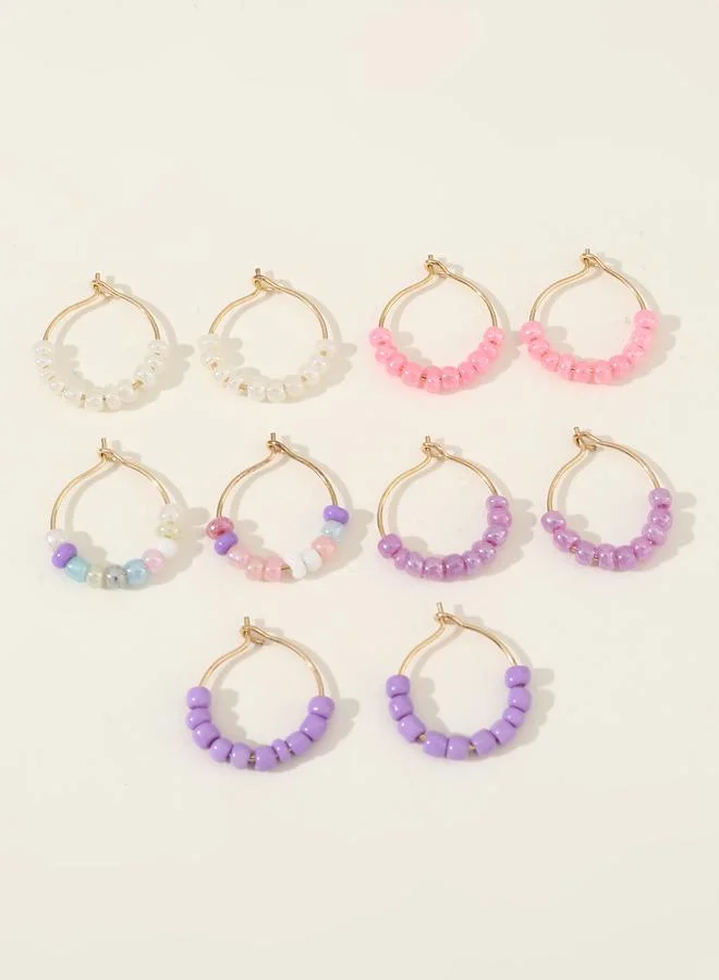 Take Two  Set of 5 - Beaded Hoop Earrings for Women | Best Price UAE